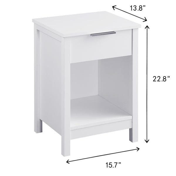 English Elm Nightstand with Drawer | 3-Tier Modern Bedside Table with Hidden Drawer, Open Shelves, Sturdy Build White 26 L x 17 W x 5.1 H W3151P345749