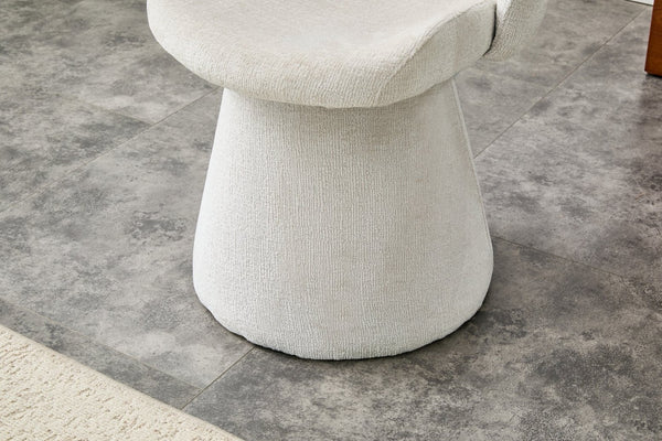 English Elm Modern Chenille Linen Accent Chair Sculptural Hollow Back Swivel Seat for Dining Vanity Off White W3493P452649