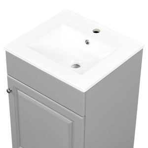 English Elm [video] 20 Inch Freestanding Bathroom Vanity with Ceramic Sink Soft Close Cabinet Gray N759P237946E