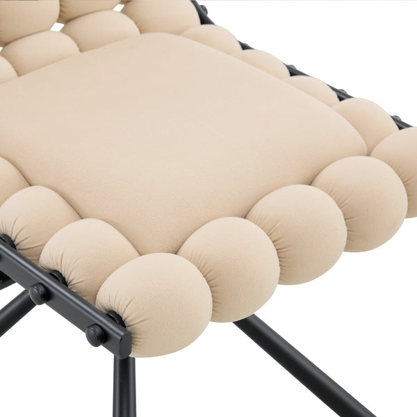 English Elm Set of 2 Dutch Velvet Bubble Backrest Dining Chairs with Sculptural Tufted Design Beige,Black W3875P370840