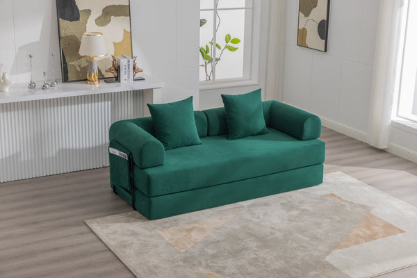 English Elm UNITED modular foldable sofa with metal frame, corduroy upholstery, side pocket & quick assembly convenience Emerald W1568P375638