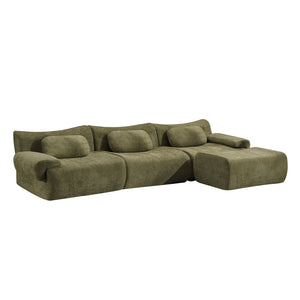 English Elm Modular Chenille Deep Seat Sectional Sofa with Bamboo Frame for Living Room Lounge Green W1829S00069
