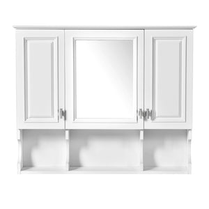 English Elm 35'' Modern Wall-Mounted Medicine Cabinet with Mirror, Hidden Storage and Open Shelves for Bath White N710P209443K