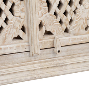 Crestview Collection Coastal Cabinet: Elegant Mango Wood Living Room Storage With Floral Carvings & Timeless Design Tan Solid Wood Cvfnr4807