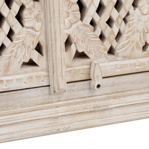 Crestview Collection Coastal Cabinet: Elegant Mango Wood Living Room Storage With Floral Carvings & Timeless Design Tan Solid Wood Cvfnr4807