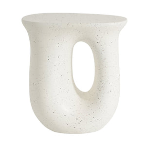 English Elm Outdoor Mgo Side Table Travertine Terrazzo White Finish for Patio Lounge Seating N768P410930W
