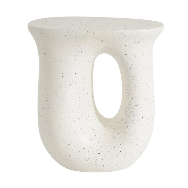 English Elm Outdoor Mgo Side Table Travertine Terrazzo White Finish for Patio Lounge Seating N768P410930W