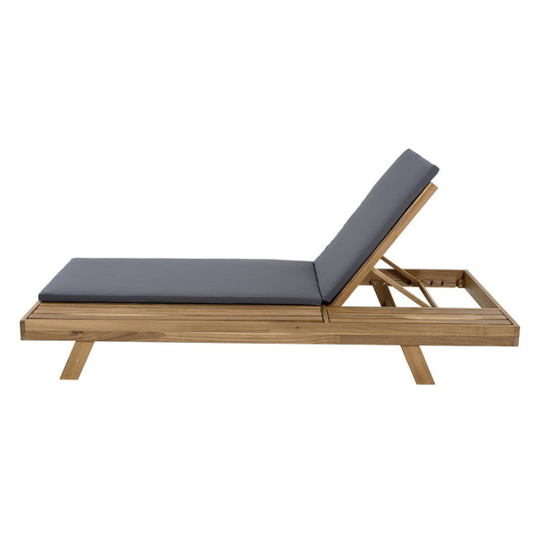 English Elm Lounge Chaise Outdoor Acacia Wood Slatted Frame with Water Resistant Cushion Resort Style Dark Gray,Light Brown N770P442L18G