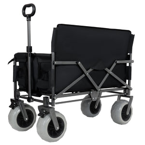 English Elm 3-in-1 Convertible Folding Utility Wagon with Bench Seat All Terrain Heavy Duty Black W2932P354211