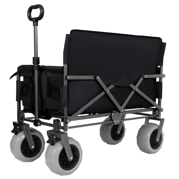 English Elm 3-in-1 Convertible Folding Utility Wagon with Bench Seat All Terrain Heavy Duty Black W2932P354211