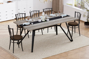 English Elm 70.9"Rectangular Modern Marble Grain Dining Table with Adjustable Steel Legs, Sturdy 330LB Load Capacity Gray W1668P278054