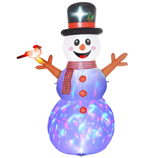 English Elm Outsunny 7.9' Inflatable Snowman With Colorful Led Lights – Perfect Holiday Lawn Decoration & Party Focal Point W2225P249942-GIGA