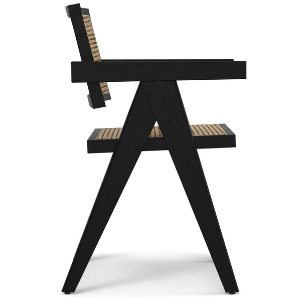 English Elm Regina Dining Armchair Set Of 2 - Mid-Century Modern Beechwood Chairs With Rattan Comfort & Style B136P266928-GIGA