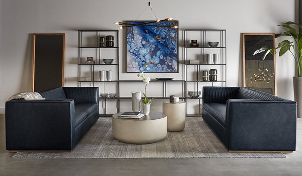 Sunpan Diaz Coffee Table - Stylish Drum Design with Unique Concrete Finish for Modern Indoor and Outdoor Spaces Grey / Wood Grain Brown