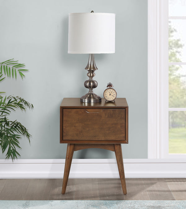 OSP Home Furnishings Copenhagen Accent Table w/Drawer Walnut