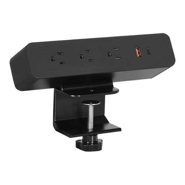 OSP Home Furnishings Clamp-mount Power Station with Ac Outlets and Usb Port for Desk or Workbench Clamp-Mount Black PM5311B