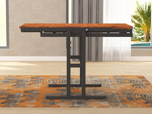 English Elm Extendable Convertible Shelf-to-Table Dining Table with Mahogany Wood & Metal Frame for Small Spaces W3128P281270