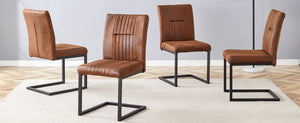 English Elm 4 Ergonomic Brown Dining Chairs with Breathable Fabric, Sponge Comfort & Sturdy Black Metal Legs W1151P266890