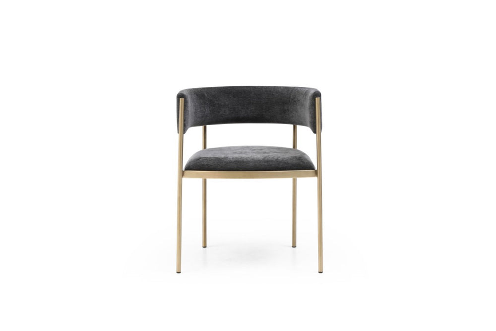 HomeRoots Set of Two Glam Upholstered Arm Chairs with Open Back Metal Frame for Dining 722056