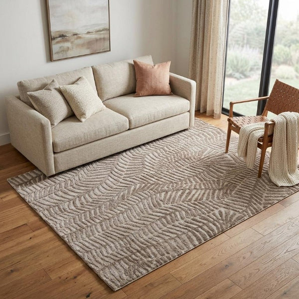 Safari Inspired Animal Print Polyester Area Rug in Neutral Taupe Tones for Living Room Decor