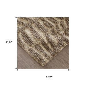 Safari Inspired Animal Print Polyester Area Rug in Neutral Taupe Tones for Living Room Decor