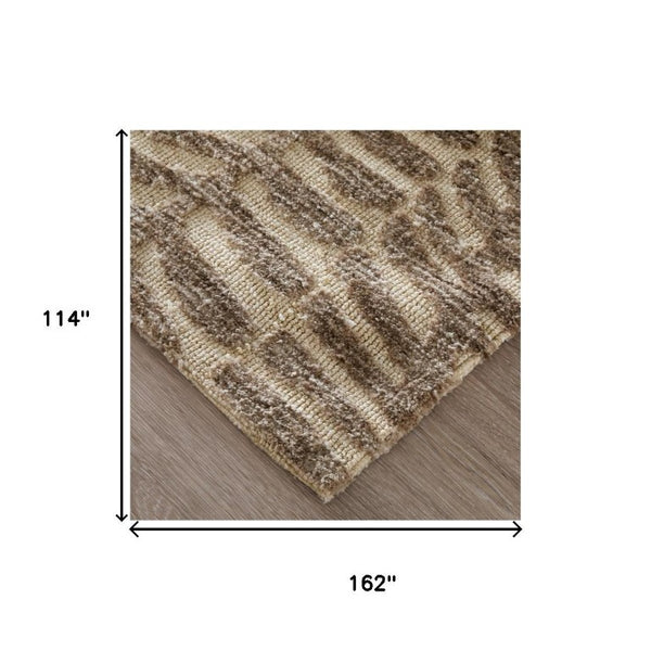 Safari Inspired Animal Print Polyester Area Rug in Neutral Taupe Tones for Living Room Decor