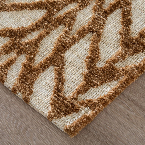 Chevron Area Rug Brown Tan Polyester Weave Stain Resistant for Living Room or Bedroom