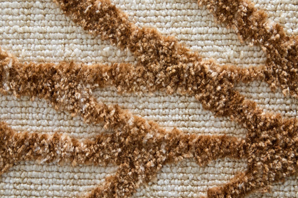 Chevron Area Rug Brown Tan Polyester Weave Stain Resistant for Living Room or Bedroom