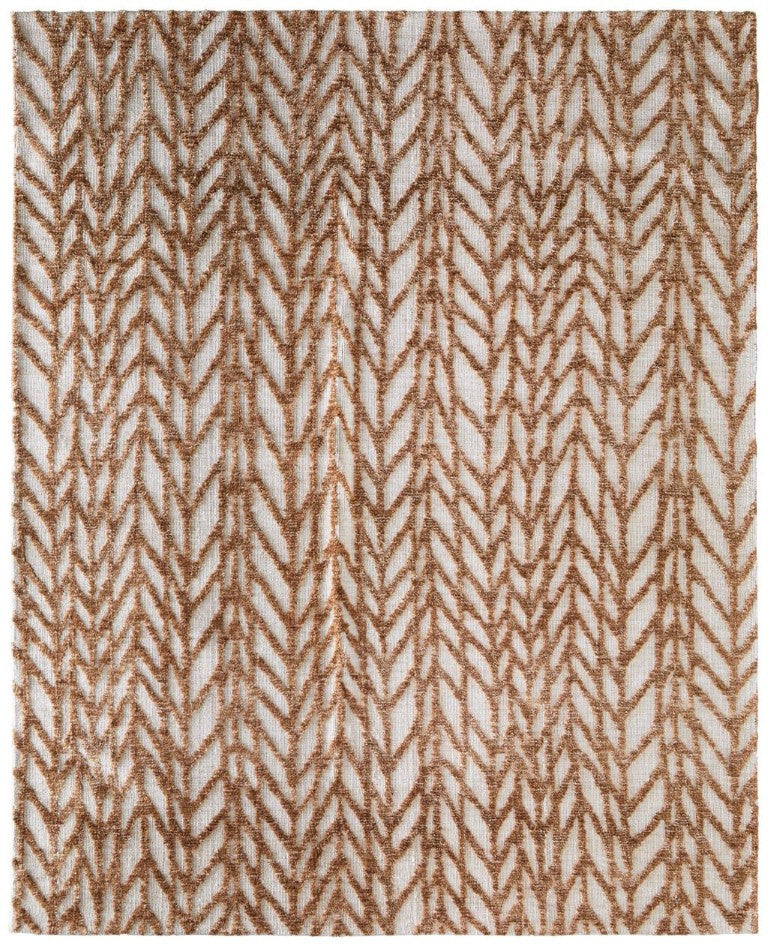 HomeRoots Chevron Area Rug Brown Tan Polyester Weave Stain Resistant for Living Room or Bedroom 5' x 8' 722086