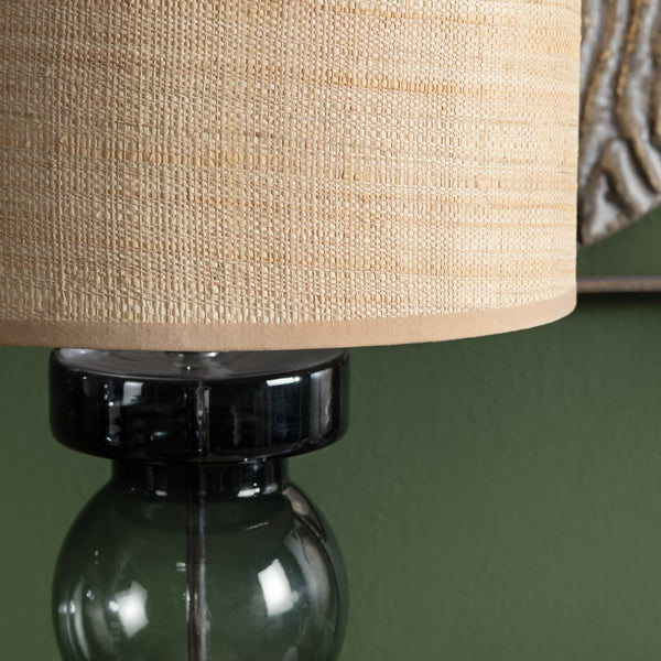 Crestview Collection 27.75"H Vibrant Green Glass Table Lamp With Natural Burlap Shade For Warm Ambient Lighting   Cvazbs130
