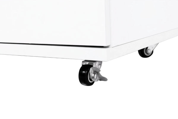 English Elm White Five Drawer Rolling Storage Cabinet with Sleek Cutout Handles for Any Room B372P407630