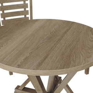 English Elm Modern Farmhouse Round Dining Table - 45.7" Solid Rubberwood, Rustic Gray Finish For 4-6 Seats W2537P168454