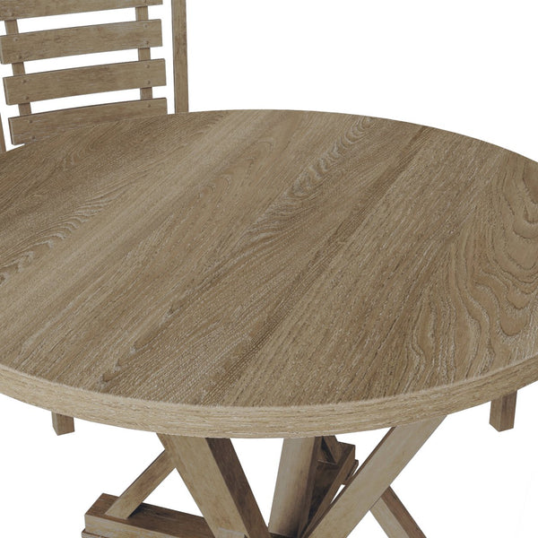 English Elm Modern Farmhouse Round Dining Table - 45.7" Solid Rubberwood, Rustic Gray Finish For 4-6 Seats W2537P168454