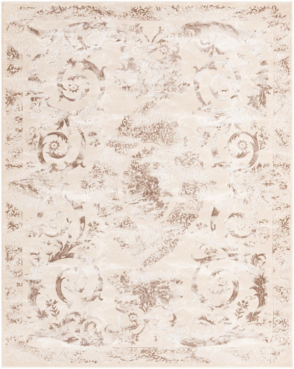 Unique Loom Finsbury Diana Machine Made Botanical Rug Beige, Ivory/Light Brown 7' 10" x 10' 0"