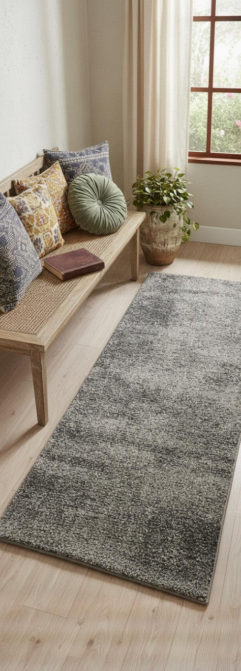 7 Foot Blue Ivory Abstract Area Rug Plush Polypropylene Stain Resistant Modern Boho