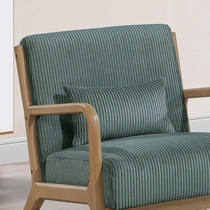 English Elm Sage Corduroy Accent Chair with Pillow — Modern Low-Profile Lounge Seat, Slanted Wood Legs, Cozy Comfort B011P369878