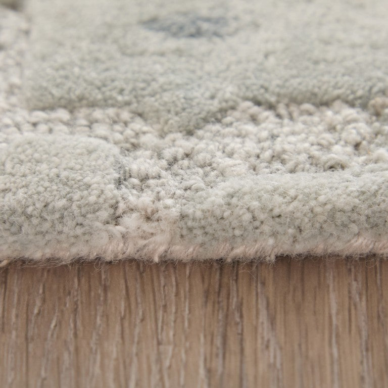 HomeRoots 9x12 Hand Tufted Wool Blend Abstract Area Rug in Blue Ivory for Modern Living 722192