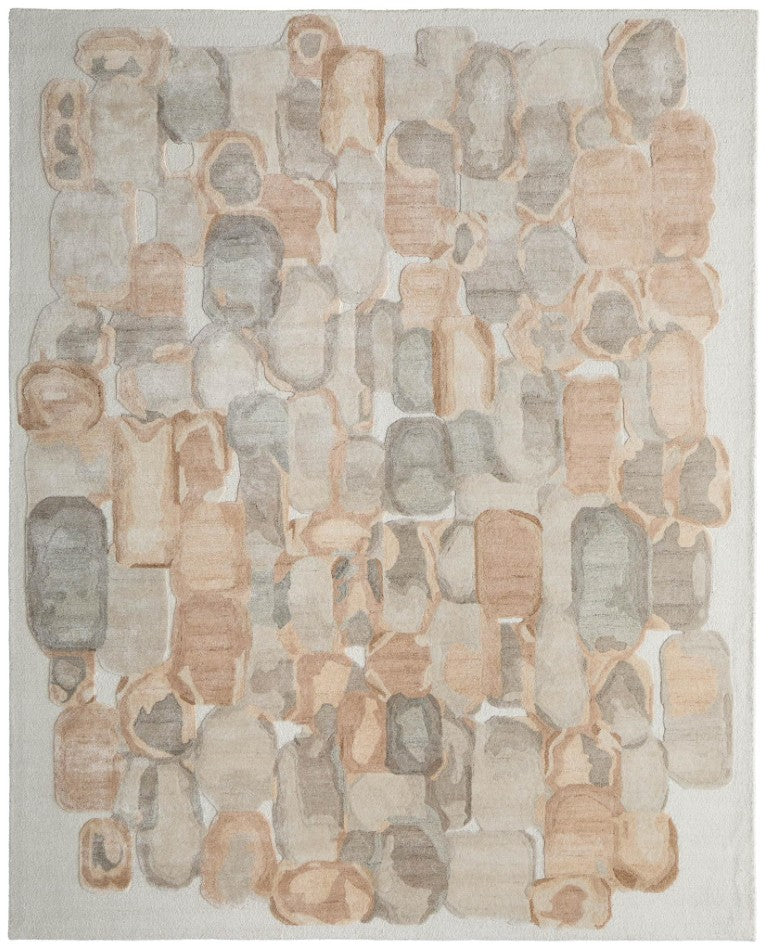 2x3 Hand Tufted Wool Blend Rug Abstract Blue Ivory Pattern for Entryways