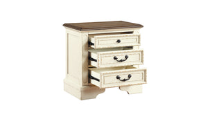 English Elm Traditional 3-Drawer Nightstand in Antique Beige – Solid Wood Construction, Timeless Elegance & Storage B009P168860
