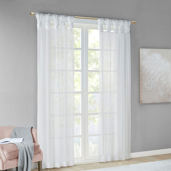 English Elm Twist Tab Voile Sheer Window Panels - Elegant Light-Diffusing Drapes For Privacy & Style, 84” Long B03598188-GIGA