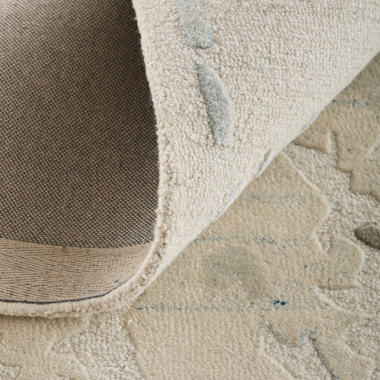9x12 Hand Tufted Wool Blend Abstract Area Rug in Blue Ivory for Living Rooms