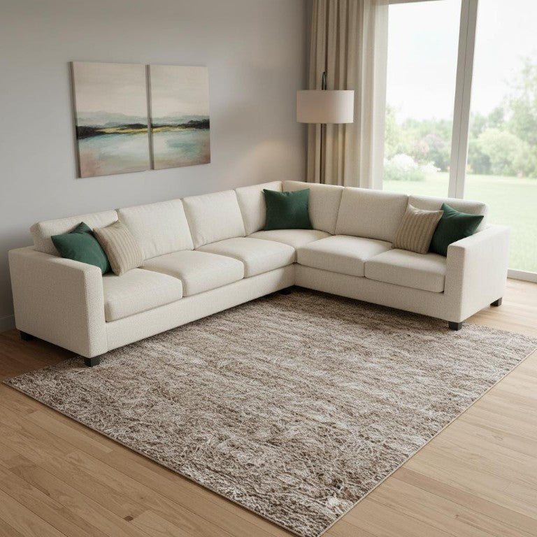 12x15 Hand Tufted Wool Area Rug Abstract Blue Ivory Plush Pile Living Room