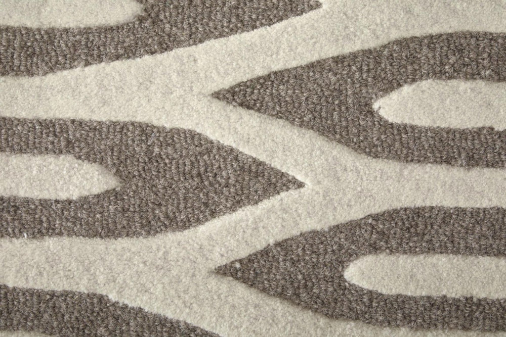 12x15 Hand Tufted Wool Area Rug Abstract Blue Ivory Plush Pile Living Room