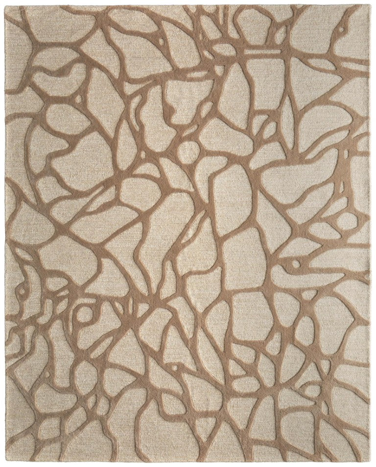 HomeRoots 8 X 10 Hand Tufted Wool Abstract Area Rug in Bohemian Blue Ivory for Living Rooms 722221