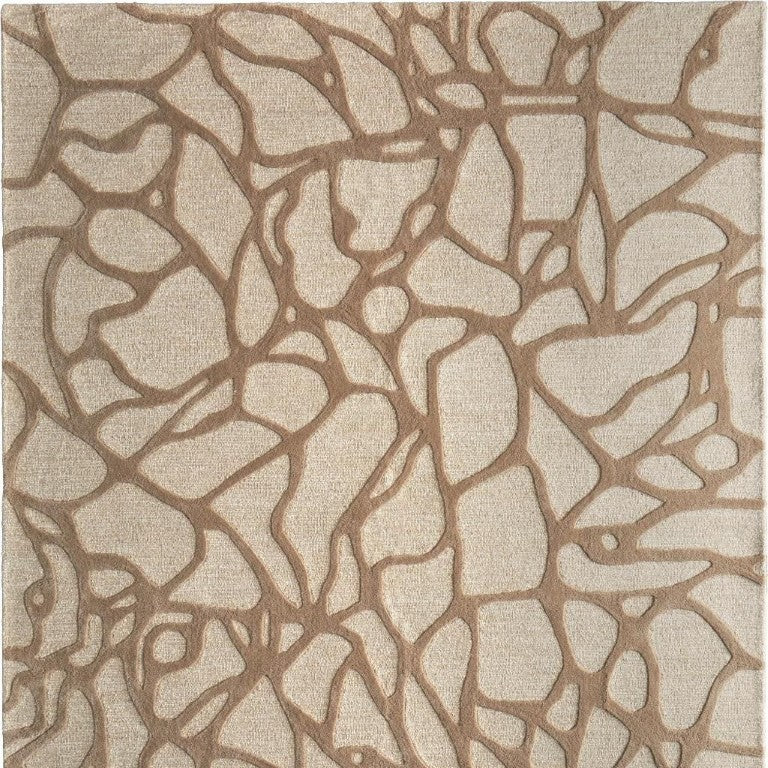 HomeRoots 8 X 10 Hand Tufted Wool Abstract Area Rug in Bohemian Blue Ivory for Living Rooms 722221