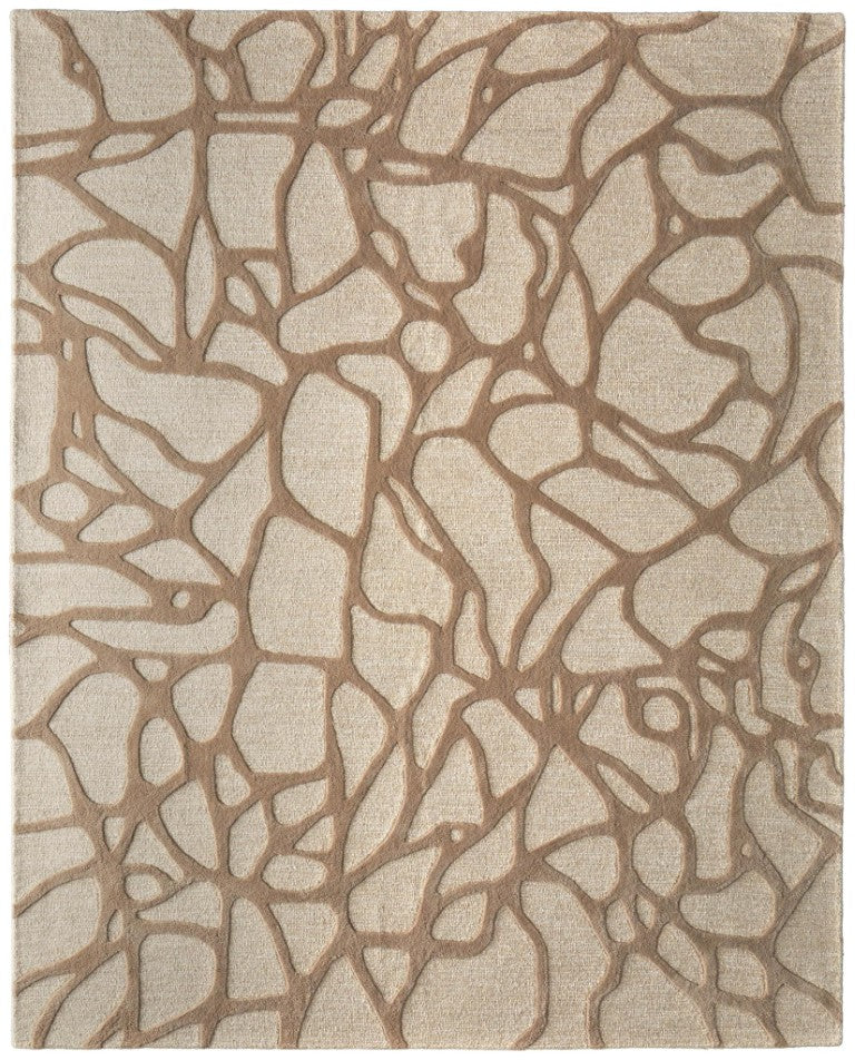 HomeRoots 10 X 14 Wool Hand Tufted Abstract Area Rug in Blue Ivory for Living Rooms 722223