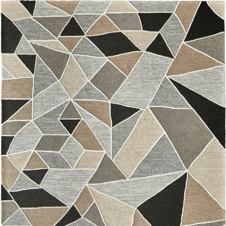 HomeRoots 3x5 Hand Tufted Wool Area Rug Abstract Blue Ivory Plush Pile for Modern Spaces 722226