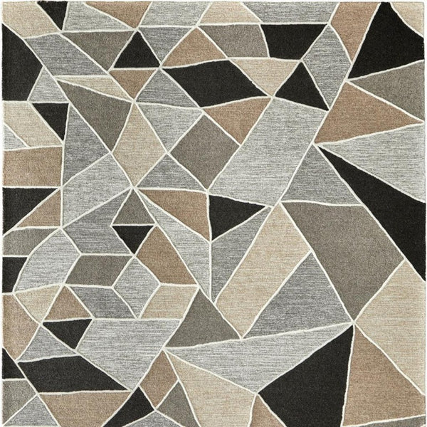 3x5 Hand Tufted Wool Area Rug Abstract Blue Ivory Plush Pile for Modern Spaces