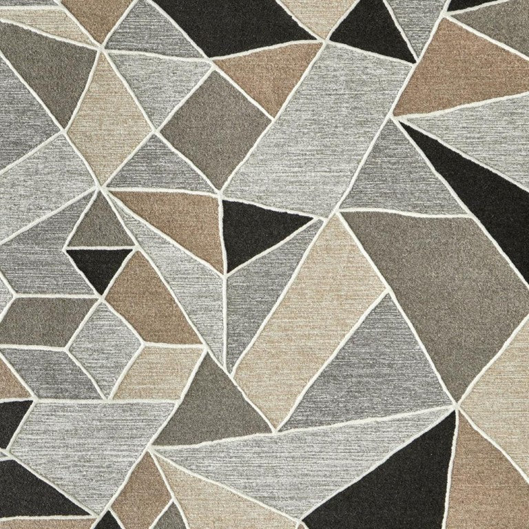 HomeRoots 12 Foot Wool Hand Tufted Abstract Area Rug in Bohemian Blue for Large Living Spaces 722231