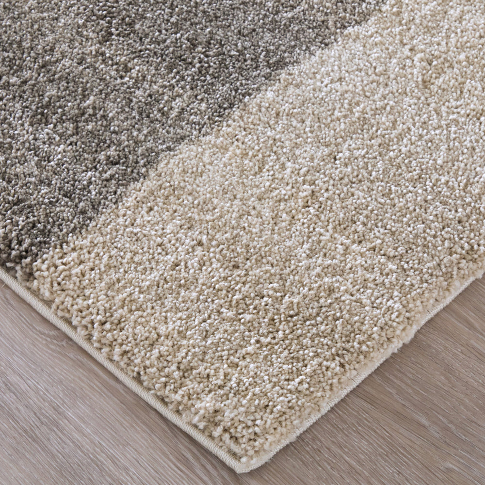 HomeRoots 7 Blue Ivory Abstract Polypropylene High Pile Rug for Bohemian Coastal Living 722289